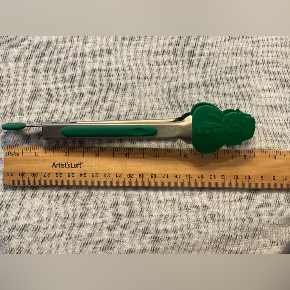 Green Silicone Christmas Snowman Mini Tongs EUC